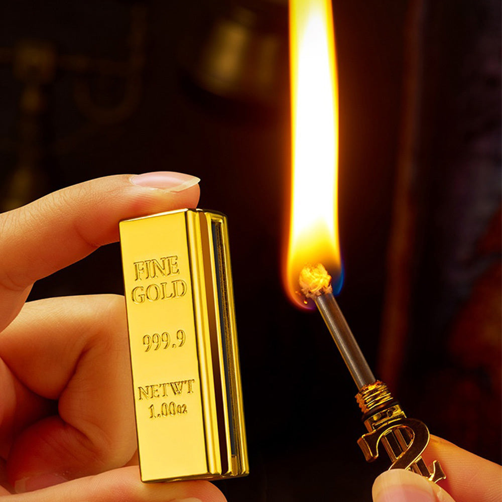 Gold Metal Ligher Multifunctional Waterproof Gold Bar Ten Thousand Matches Kerosene Lighter